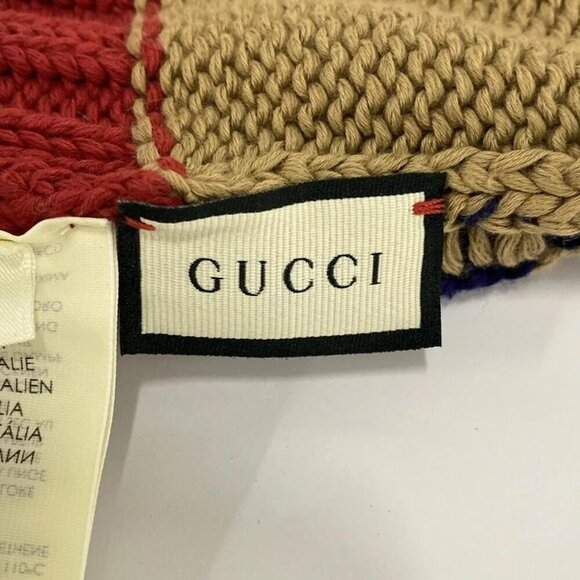 100% Authentic GUCCI Brown Red Navy Cotton Hat 194-111524 main image 6